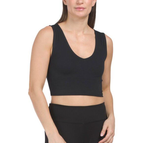 NEW YOGALICIOUS 2pk Pure Cloud Lola V-neck Cropped Tank Tops Yellow/White 255 1T - Picture 2 of 3